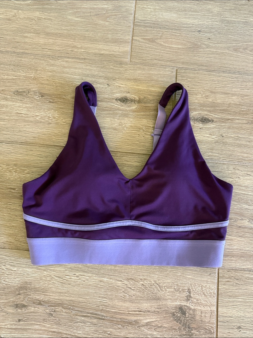 Deep Purple & Lavender V-Neck Sports Bra